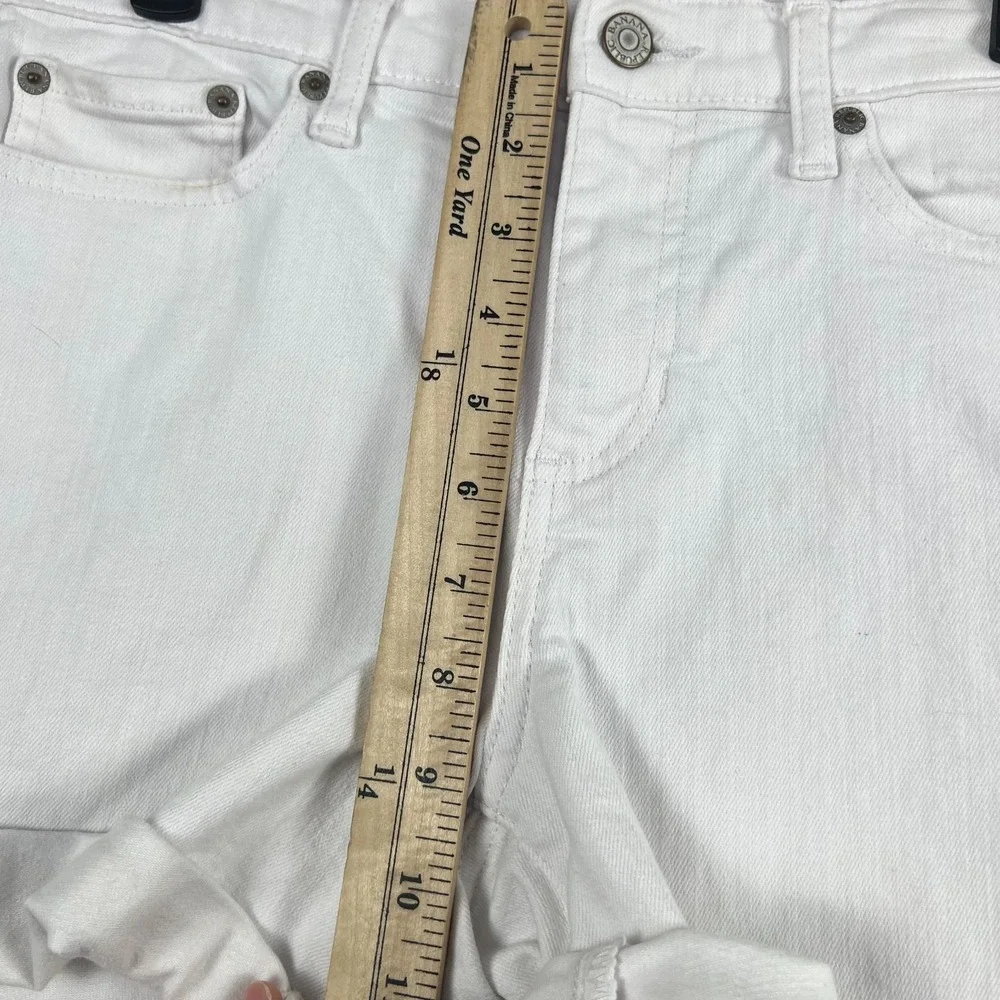 Banana Republic Denim Shorts Womens 28/6 Fit (32W) White Stretch Mid-Rise Cuffed - Picture 10 of 12